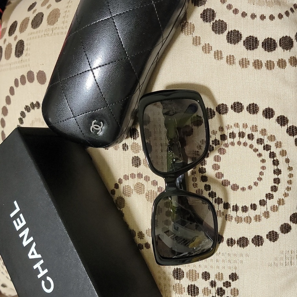Chanel Black 5208-Q Chain Link Square Sunglasses